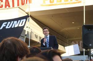 In this October 2017 photo, Washington Attorney General Bob Ferguson described how his office had sued Trump 19 times that year. Photo by Nicole Jennings