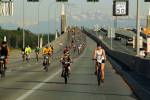 Riders on the 520 Bridge during a previous Emerald City Ride. 
Photo courtesy of Cascade Bicycle Club