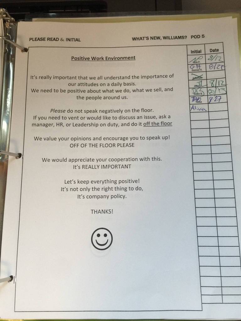 A document New Seasons Market made employees sign to limit negative conversation. Photo via Good Jobs Coalition