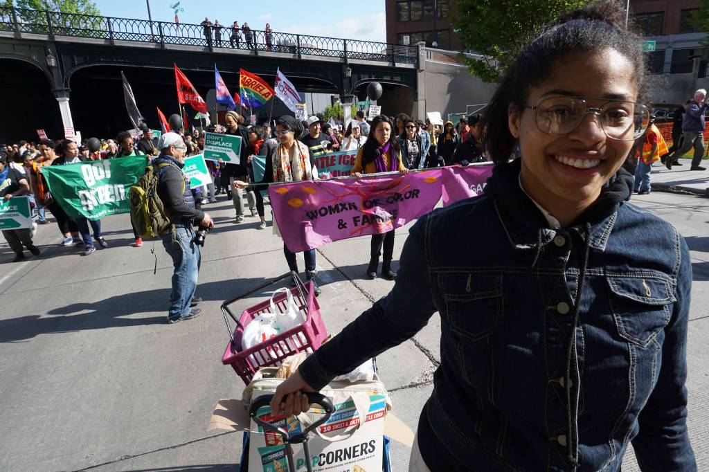 J.M. Nimocks demonstrated to call for an end to the new juvenile detention center, and unfair labor practices. Photo by Melissa Hellmann