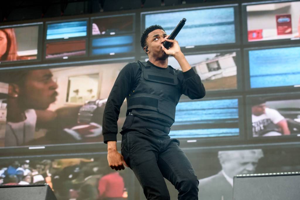 Vince Staples playfully pokes at the overwhelming whiteness of the Sasquatch! audience during his mainstage set.