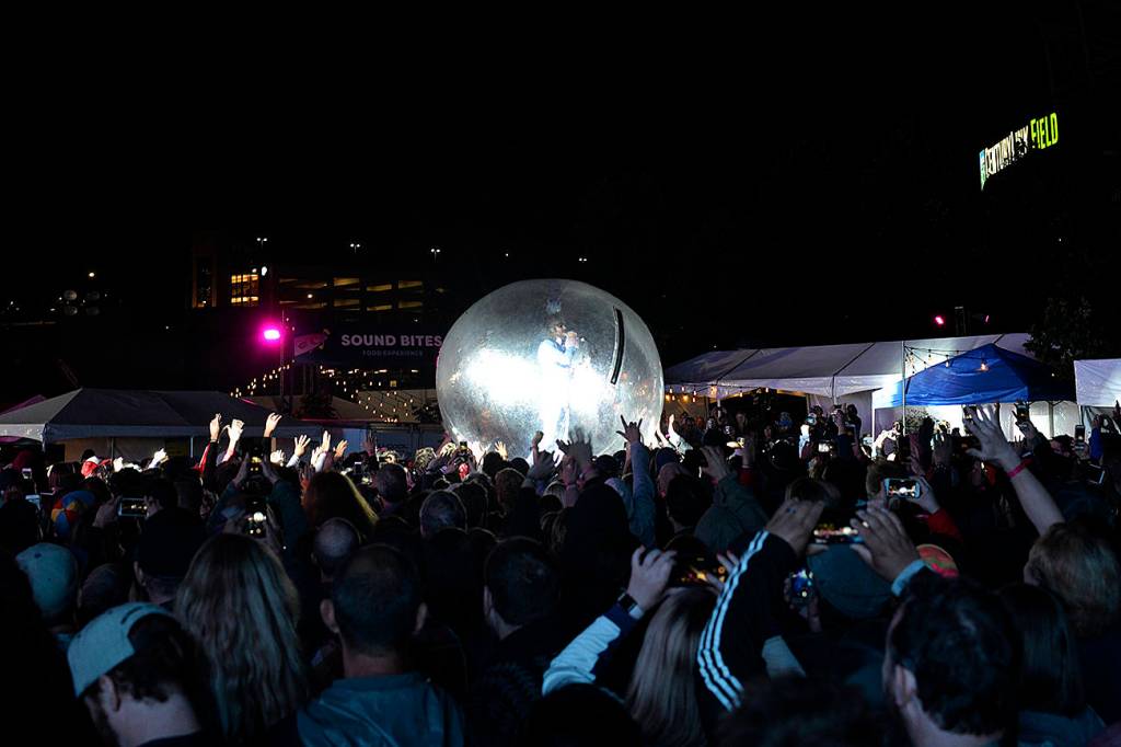 Wayne Coyne of The Flaming Lips having a ball. Photo by Seth Sommerfeld