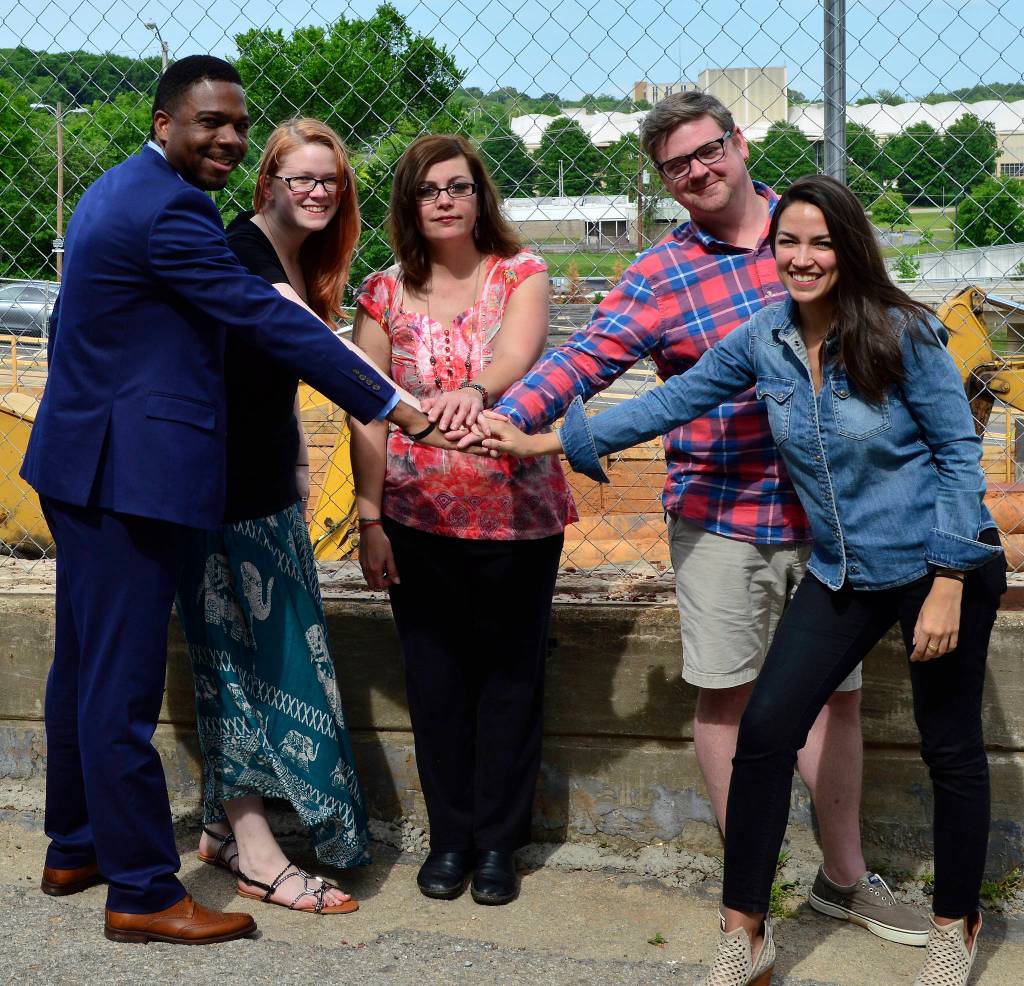 Last spring, Sarah Smith (second from left) traveled to Tennessee to meet with other 
Brand New Congress candidates including Alexandria Ocasio-Cortez (right).                                 Photo courtesy Brand New Congress