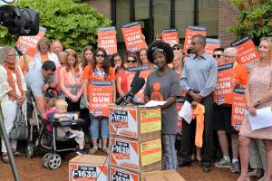Activists rally at the I-1639 ballot drop even on July 6. Photo courtesy Washington Alliance for Gun Responsibility