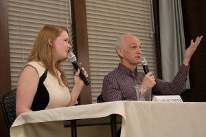 Democratic incumbent Rep. Adam Smith of Washingtons 9th Congressional District (right) and challenger Sarah Smith discuss the issues facing the district during a forum the Mirror hosted on Sept. 19. Andy Hobbs/staff photo
