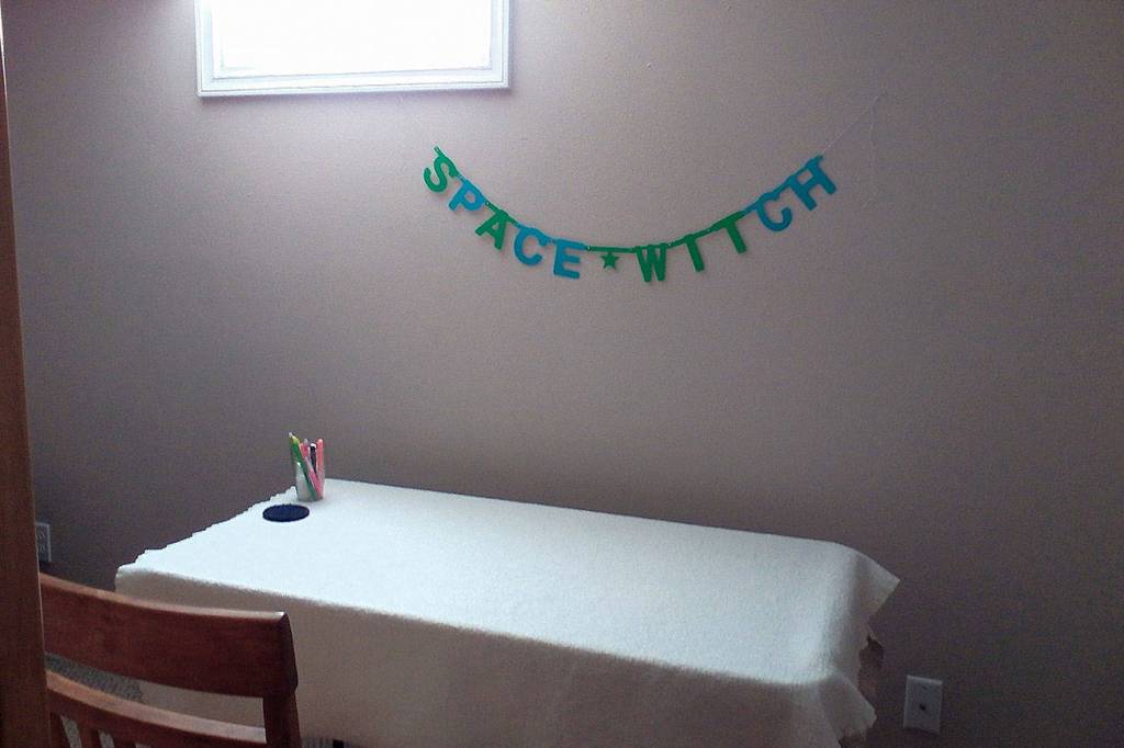 Clearing off the Space Witch desk. Photo by Elissa Ball