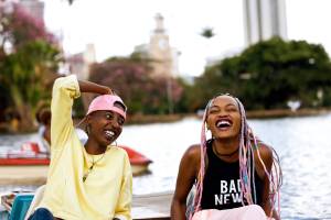 Kena (Samantha Mugatsia) and Ziki (Sheila Munyiva) are beacons of light in <em>Rafiki</em>. Image courtesy Film Movement