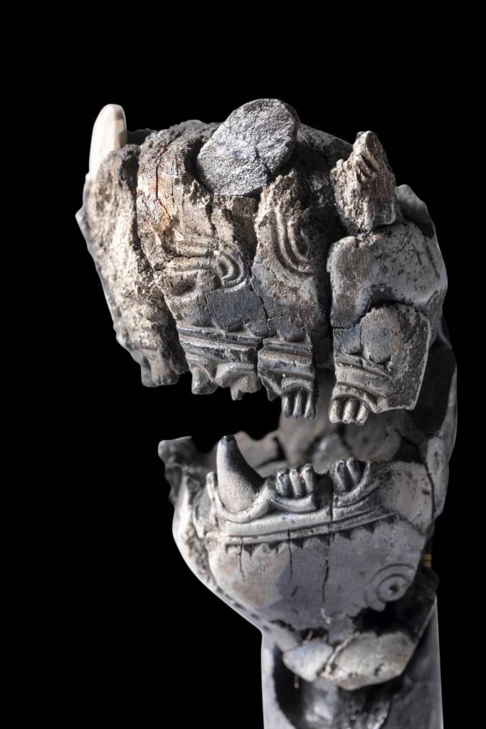 10th century decorated animal head presumed to be for a female sorcerers staff. Photo courtesy Gustavianum, Uppsala University Museum