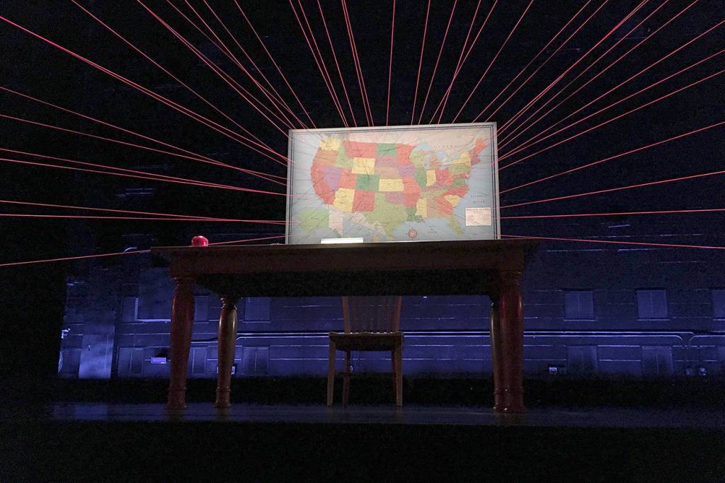 Mr. Daiseys desk at Seattle Rep. Photo by Seth Sommerfeld