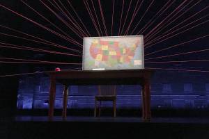 Mr. Daiseys desk at Seattle Rep. Photo by Seth Sommerfeld
