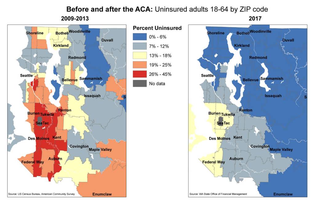 The number of uninsured people in King County has decreased dramatically since 2010, the year the Affordable Care Act was passed. Image courtesy King County