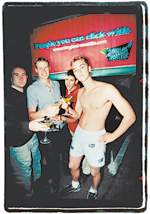 Shirtless in Seattle: The men of singlesinseattle.com toast to making matches.