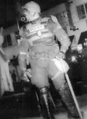 The blurred blue line.