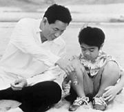 The tough guy turns soft: Beat Takeshi and Yusuke Sekiguchi.