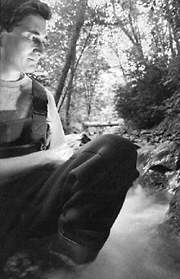 Wading through it: Christopher Gower fights the Port's bull.