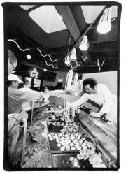 Serve-yourself sushi: The production line at the Eating Factory.