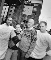 Zo&euml;'s clan: From left, manager Tom Knowles, owners Heather and Scott Staples, and sous-chef Jamie Butler.