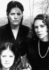 Riddiford, Peterson, and Rowe (clockwise from top) play Southern sisters.