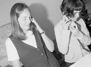 Working the phones: organizers for Washington Conservation Voters Sarah Jaynes (left) and Karen Deal.