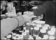Pike Place Market merchant and customer.