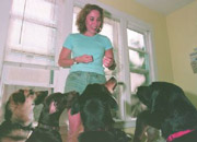 Danette Wells entertaining her guests.