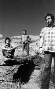Going, going, gone: Sam Jayne (foreground) with bandmates Zeke Howard and Brandon Angle.