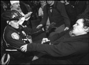 Police and protesters clash on April 20.