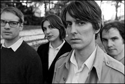 Stephen Malkmus (foreground) and his Jicks: (from left) John Moen, Joanna Bolme, and Mike Clark.