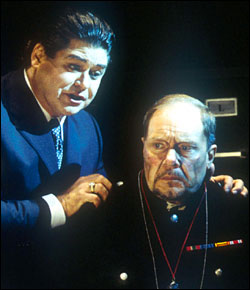 Fink (left) aims low as the malevolent Pizarro.