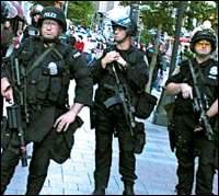 A Seattle police officer with a semiautomatic AR-15 assault rifle.