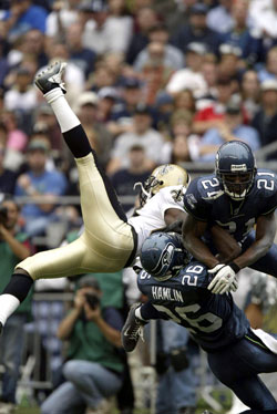 Ken Hamlin (26) and Ken Lucas (21) with the air defense.