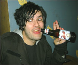 Ben breaking his blue drink rule.