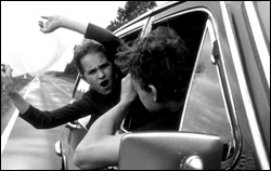 Brothers Garin (left) and Dobronravov make fleeting sport of their ominous road trip.