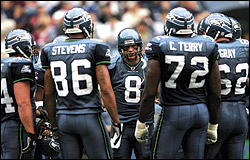 Matt Hasselbeck (8) does his best Dave Krieg imitation.