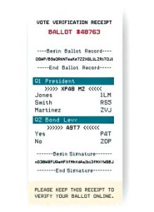 Example of an electronic-ballot receipt.