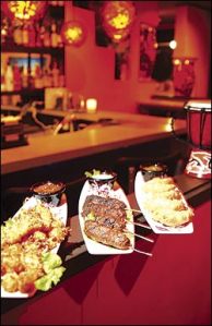 Minced beef kabobs (above).