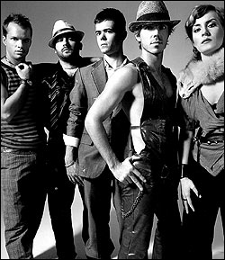 Paddy Boom, Babydaddy, Del Marquis, Jake Shears, and Ana Matronic, from left.