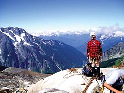 The author looks down Boston Basin below Sharkfin Col, the day before he fell