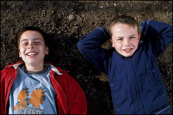 Brothers McGibbon (left) and Etel consider the problem of too much wealth.