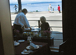 Hitting but mostly missing, with fantastic views, on Alki Beach.