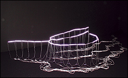 The Nooksack River, rendered in fluorescent light by artist Claude Zervas.