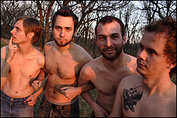 Pelican in the woods, from left: Trevor de Brauw, Larry Herweg, Bryan Herweg, and Laurent Lebec.