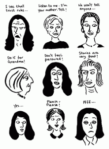 Satrapi (at bottom right) responds to peer pressure.