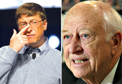 Microsoft Chairman William H. Gates III (left) and his father, William H. Gates II, a founding partner of Preston Gates Ellis.