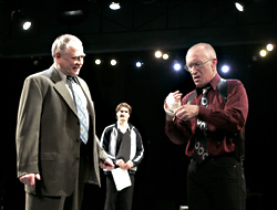 Good cop/bad cop: Denis Arndt, left, R. Hamilton Wright, right, and their quarry, Matthew Floyd Miller.
