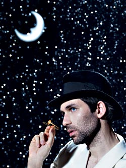 Lad sings the blues.