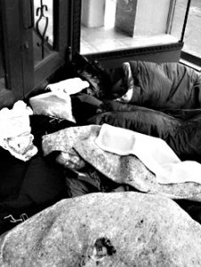 The problem, here manifested in a Pioneer Square doorway.