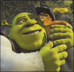 Myers' Shrek buddies up with Banderas' cat.