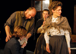 Amy Fleetwood (far right) is invigorating as the truth-telling Dr. Stockmann.