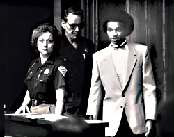 Hunt (right) as teenage defendant.